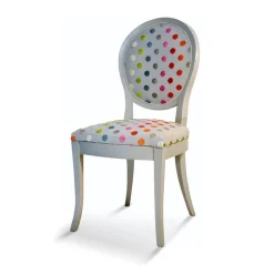 Pauline Chaise médaillon en bois massif et tissu fabrication française