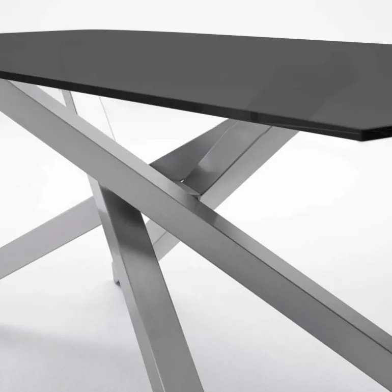 Péchino Midj® Table design en verre trempé et piétement mikado en métal