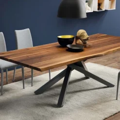 Pechino Midj® Table design en bois massif piétement mikado en métal