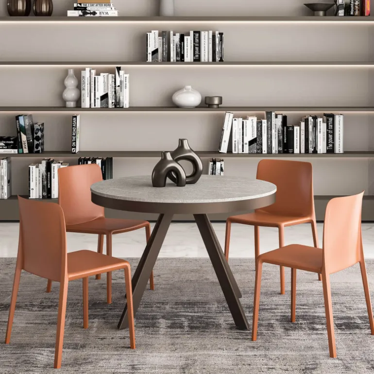 PetaloTable ronde design extensible avec pieds en métal