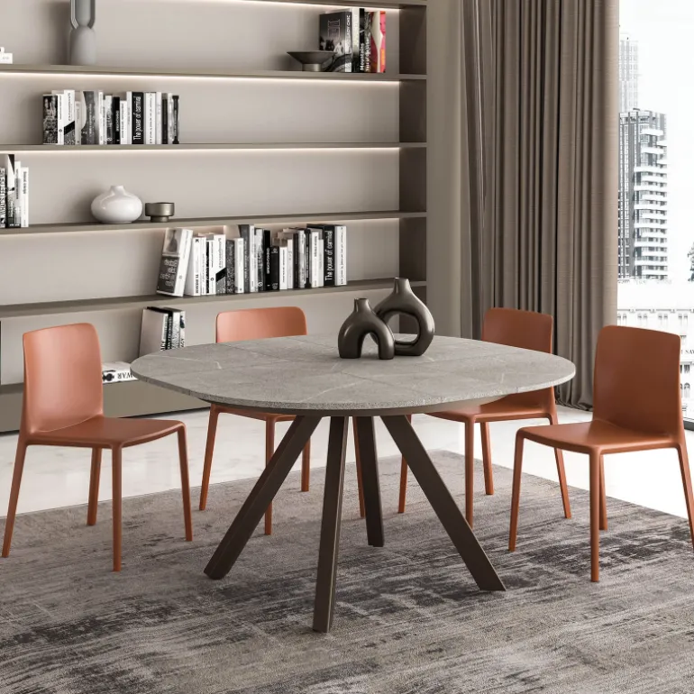 PetaloTable ronde design extensible avec pieds en métal