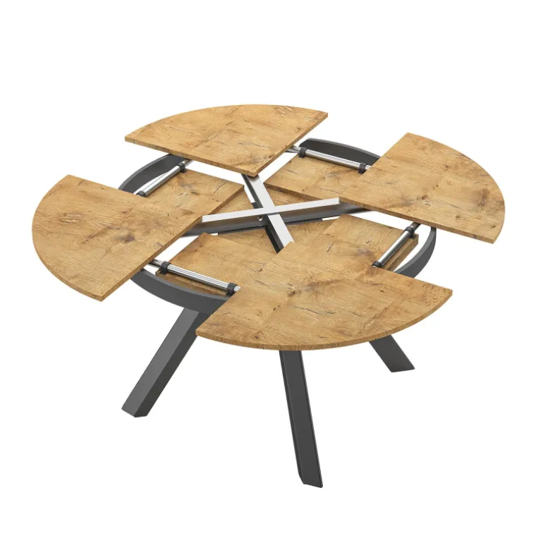 PetaloTable ronde design extensible avec pieds en métal