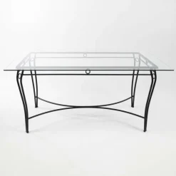 Pisa Table d'extérieur provençale en verre trempé et acier