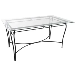 Pisa Table provençale en verre trempé et acier