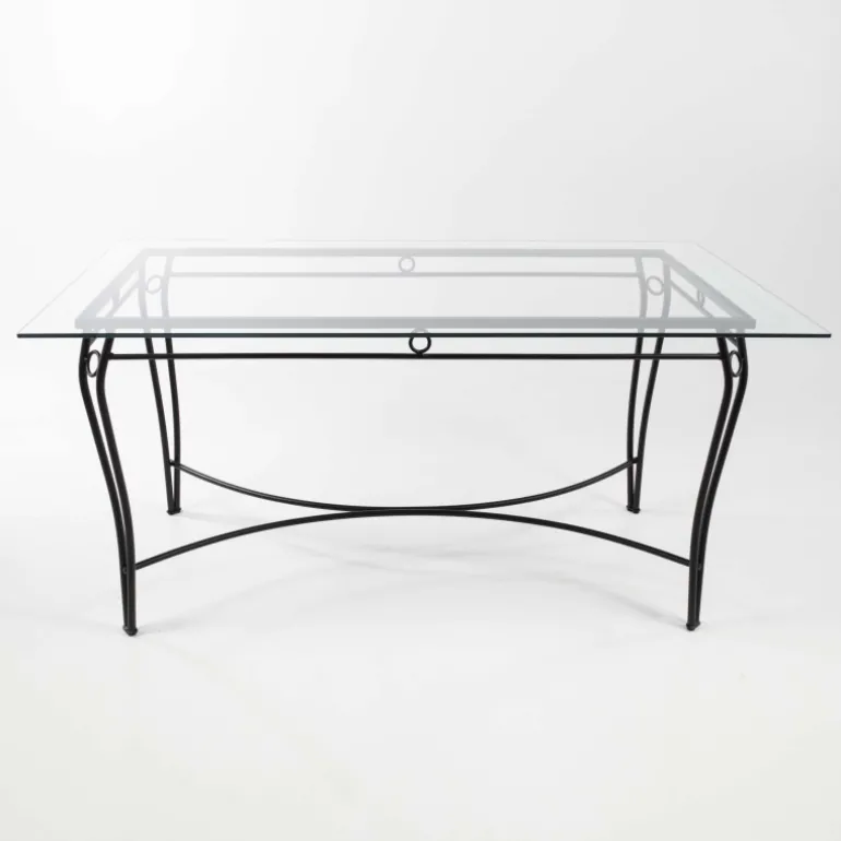 Pisa Table provençale en verre trempé et acier