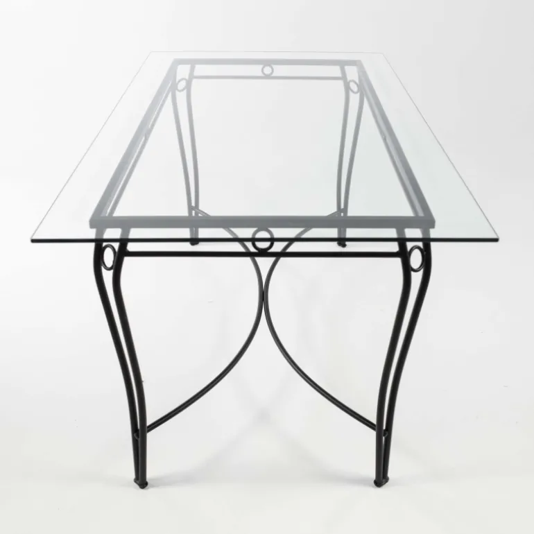 Pisa Table provençale en verre trempé et acier