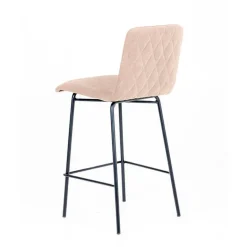 Plaza diamant Tabouret snack avec dos matelassé en tissu pieds en métal