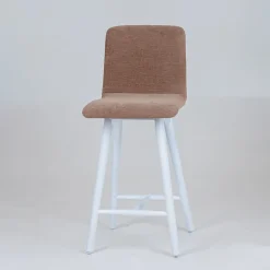 Plaza diamant Tabouret snack avec dos matelassé en tissu et pieds en bois