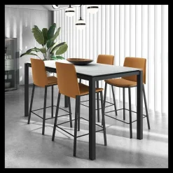 Primera Tabouret snack belge rembourré en simili et pieds en métal