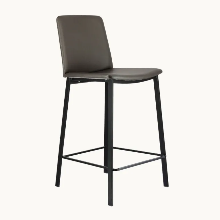 Primera Tabouret snack belge rembourré en simili et pieds en métal