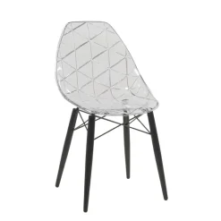 Prisma Chaise scandinave transparente avec pieds en bois