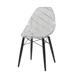 Prisma Chaise scandinave transparente avec pieds en bois