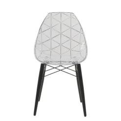 Prisma Chaise scandinave transparente avec pieds en bois