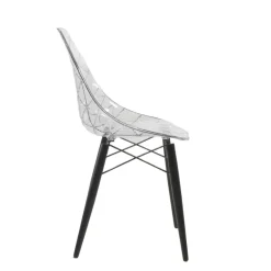 Prisma Chaise scandinave transparente avec pieds en bois