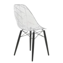 Prisma Chaise scandinave transparente avec pieds en bois