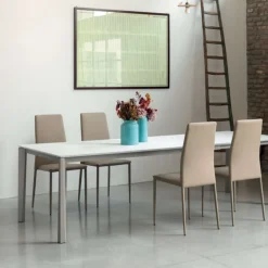 Prisma Ingenia by Bontempi® Table extensible moderne en céramique et acier laqué