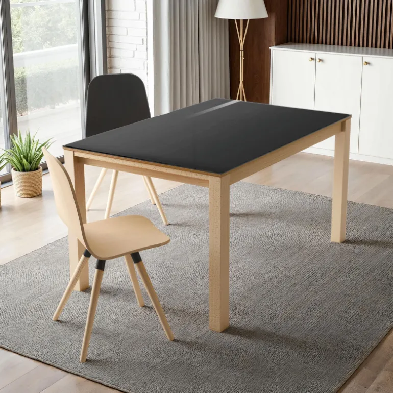 Quadra Table moderne en verre extensible