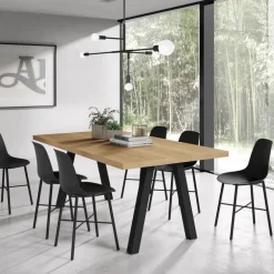 Queen Table de salle à manger rectangulaire moderne avec pieds en métal