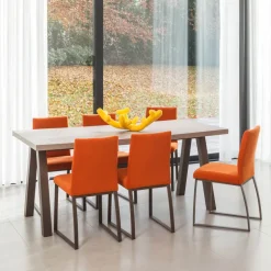 Queen Table de salle à manger rectangulaire moderne avec pieds en métal