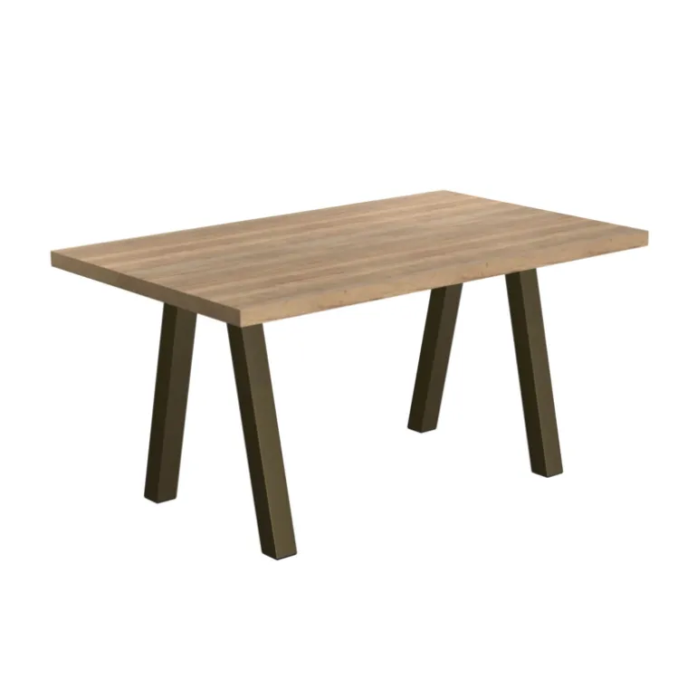 Queen Table de salle à manger rectangulaire moderne avec pieds en métal