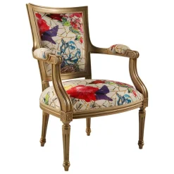 Quentin Fauteuil cabriolet Louis 16 fabrication française en tissu et bois massif