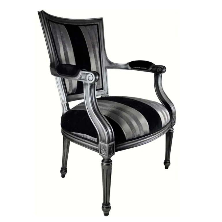 Quentin Fauteuil cabriolet Louis 16 fabrication française en tissu et bois massif