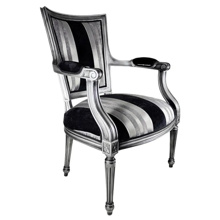 Quentin Fauteuil cabriolet Louis 16 fabrication française en tissu et bois massif