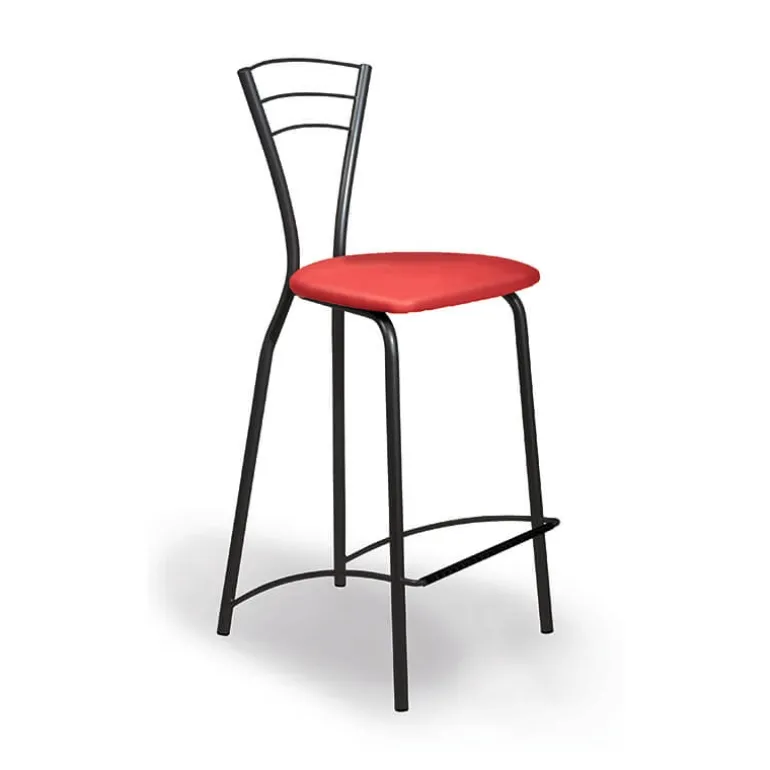 Rebecca Tabouret haut avec dossier et pieds en métal fabriqué en France