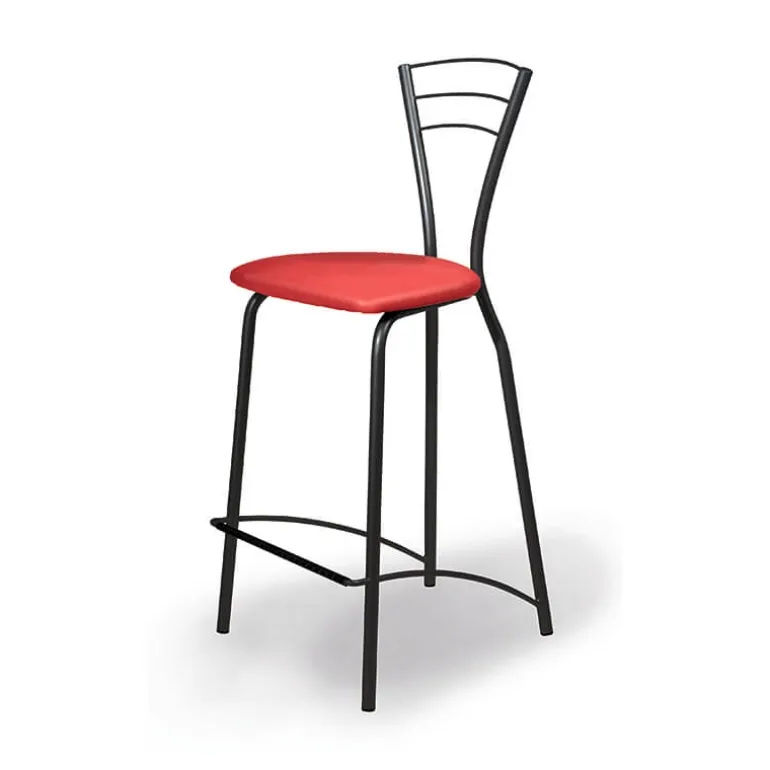 Rebecca Tabouret haut avec dossier et pieds en métal fabriqué en France