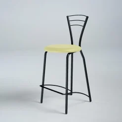 Rebecca Tabouret haut avec dossier et pieds en métal fabriqué en France