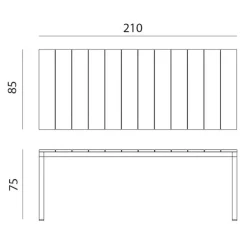 Rio Table de jardin en aluminium rectangulaire fabriquée en Italie
