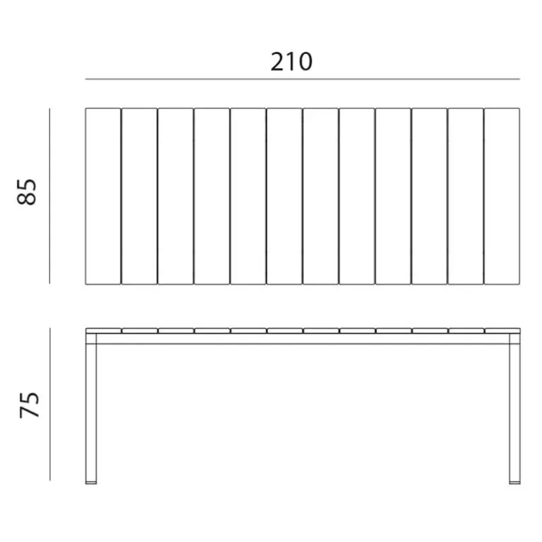 Rio Table de jardin en aluminium rectangulaire fabriquée en Italie