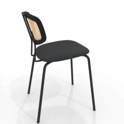 Ritmo Chaise rétro avec dossier en cannage rotin et assise en simili