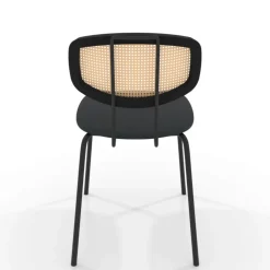 Ritmo Chaise rétro avec dossier en cannage rotin et assise en simili