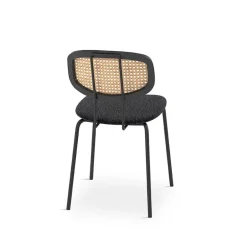 Ritmo Chaise vintage dossier en cannage rotin et assise tissu