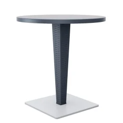 Riva Table de jardin ronde en résine tressée et plateau werzalit