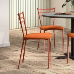 Romy Chaise de cuisine avec assise rembourrée en simili et dossier en métal