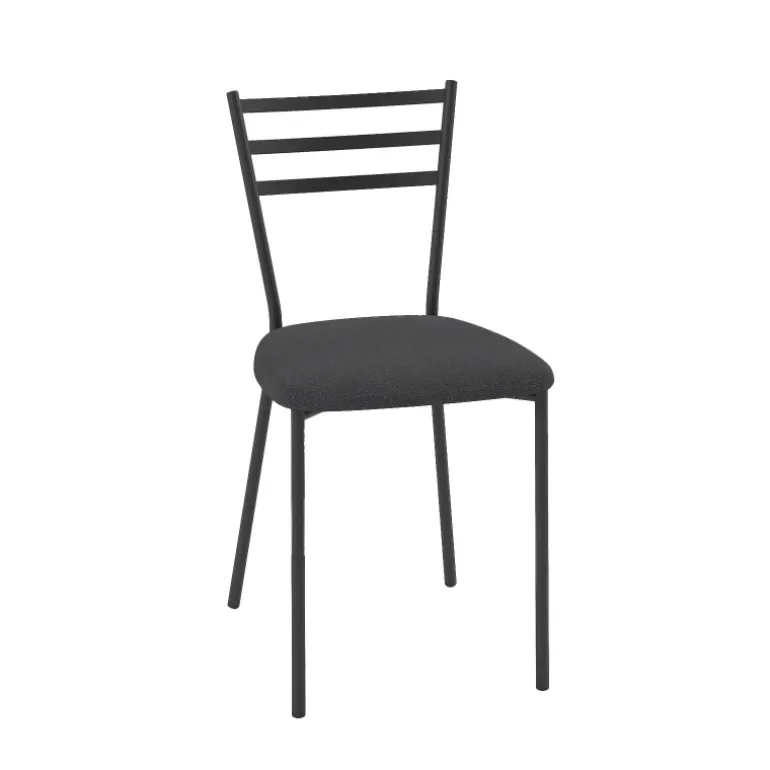 Romy Chaise de cuisine avec assise rembourrée en simili et dossier en métal