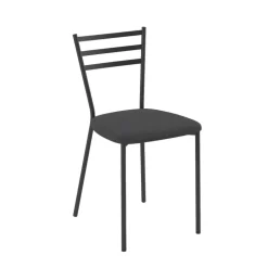 Romy Chaise de cuisine avec assise rembourrée en simili et dossier en métal