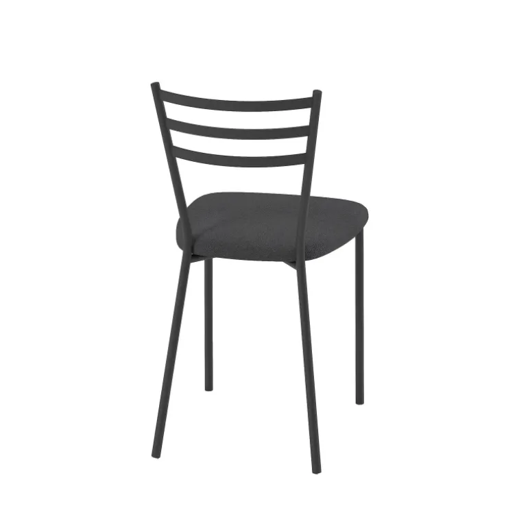 Romy Chaise de cuisine avec assise rembourrée en simili et dossier en métal
