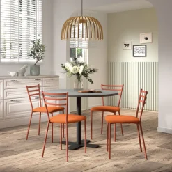 Romy Chaise de cuisine avec assise rembourrée en simili et dossier en métal