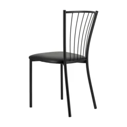 Roxane Chaise de cuisine noire en métal avec assise en simili rembourrée