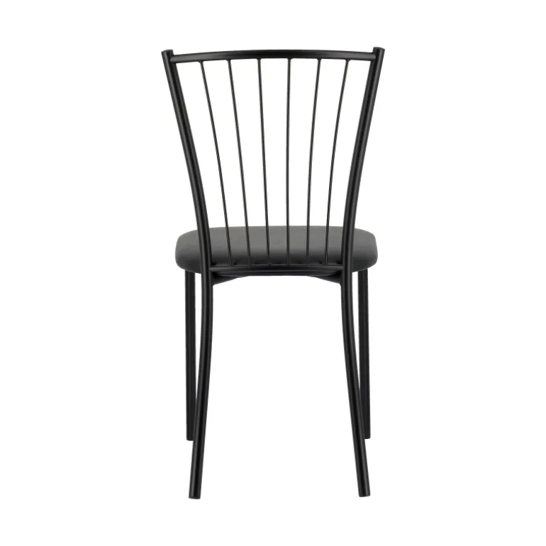 Roxane Chaise de cuisine noire en métal avec assise en simili rembourrée