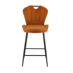 SachaTabouret snack en tissu pivotant avec poignée et pieds en métal