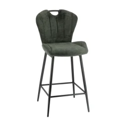 SachaTabouret snack en tissu pivotant avec poignée et pieds en métal