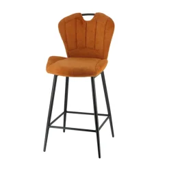 SachaTabouret snack en tissu pivotant avec poignée et pieds en métal