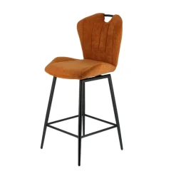 SachaTabouret snack en tissu pivotant avec poignée et pieds en métal