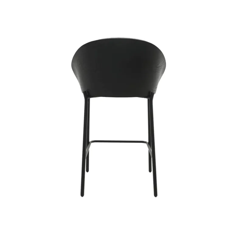 SandroTabouret snack bimatière en tissu avec dossier bois et pieds en métal