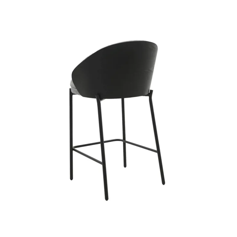 SandroTabouret snack bimatière en tissu avec dossier bois et pieds en métal