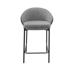 SandroTabouret snack bimatière en tissu avec dossier bois et pieds en métal